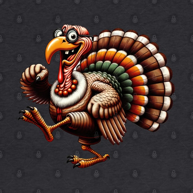 Funny Old Turkey Cartoon Thanksgiving Retro Aesthetic by Tintedturtles